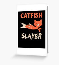 Catfish Slayer Fishing Cat Head Fish Body Fisherman Greeting Card