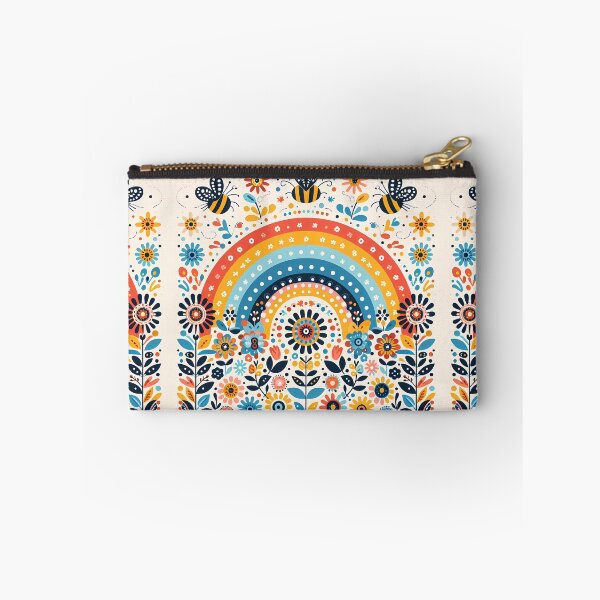 Item preview, Scandinavian Folk Art Rainbow with Bees and Flowers by heidiannemorris © designed and sold by FOLK ART FUSION.