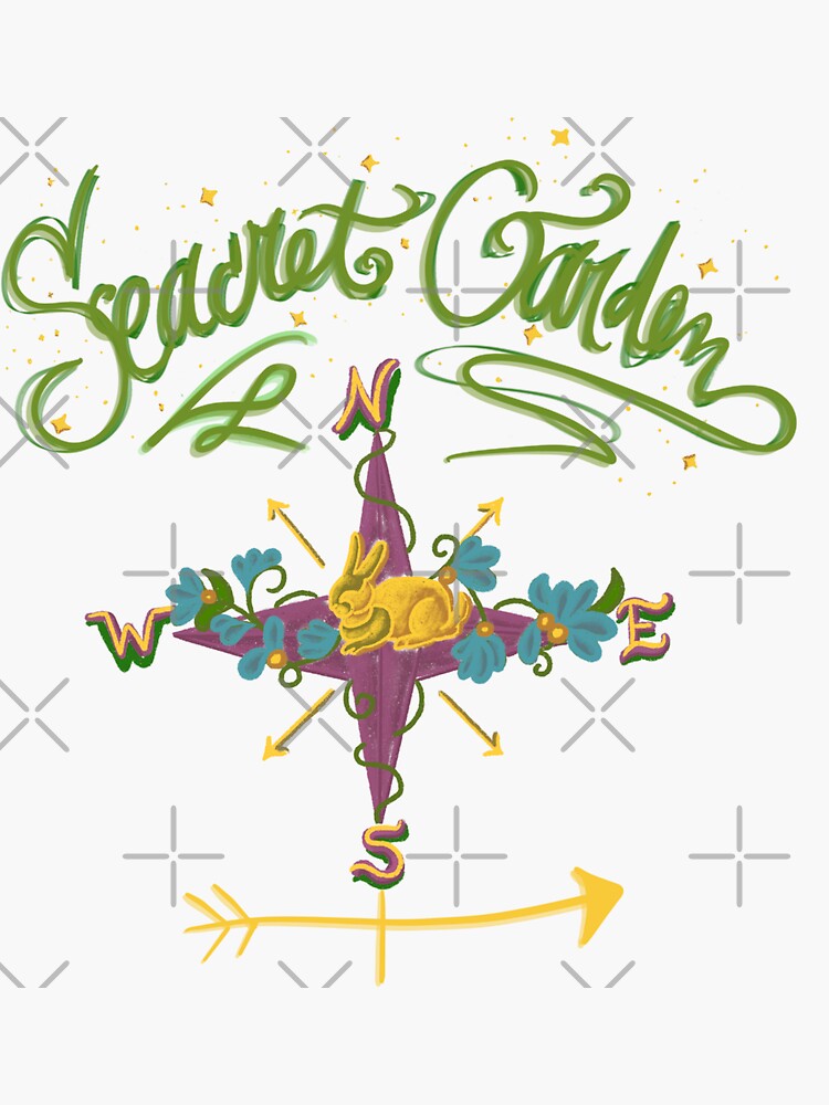 Thumbnail 3 of 3, Sticker, Secret Garden Cottontail Bunny Rabbit Compass Weather Vein designed and sold by tinaschofield.