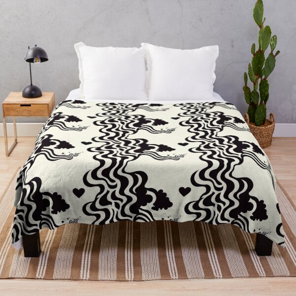 Item preview, Psychedelic Smoke and Hearts - Black and White Pattern designed and sold by SmirkingDesigns.