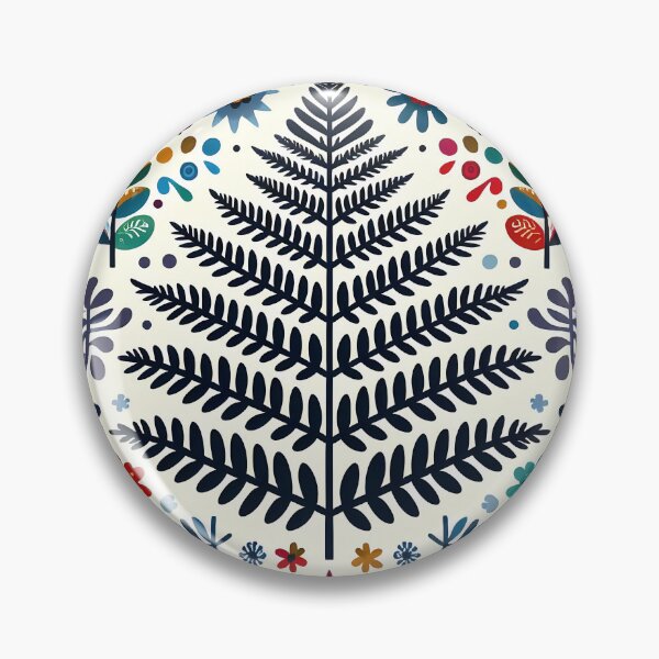 Item preview, Scandinavian Folk Art Fern Leaf with Folk Flowers by heidiannemorris © designed and sold by FOLK ART FUSION by heidiannemorris.
