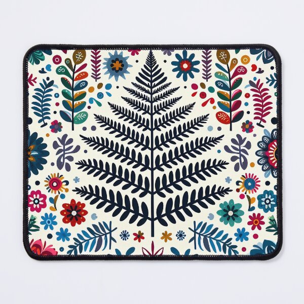 Item preview, Scandinavian Folk Art Fern Leaf with Folk Flowers by heidiannemorris © designed and sold by FOLK ART FUSION.