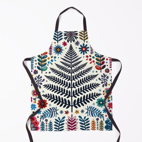 Item preview, Scandinavian Folk Art Fern Leaf with Folk Flowers by heidiannemorris © designed and sold by FOLK ART FUSION.