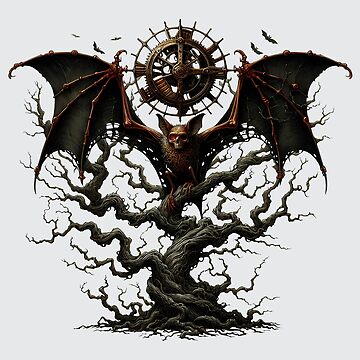 Vorschaubild zum Design Steampunk Bat on Tree – Brown & Black Gothic Fantasy Design von Kobeko