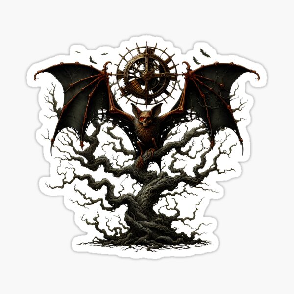 Artikel-Vorschau von Steampunk Bat on Tree – Brown & Black Gothic Fantasy Design, designt und verkauft von Kobeko.