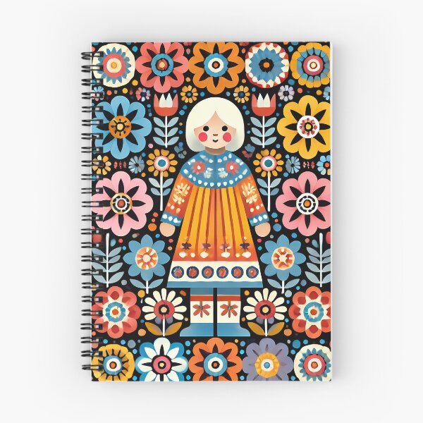 Item preview, Scandinavian Folk Art Cute Folk Doll with Flowers by heidiannemorris © designed and sold by FOLK ART FUSION by heidiannemorris.
