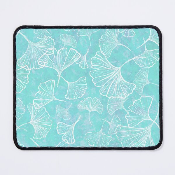 Item preview, Ginkgo-White on Light Turquoise designed and sold by lisanganart.