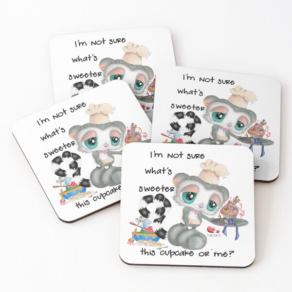 Item preview, Cute Lemur with Cupcake Gift – I'm Not Sure What's Sweeter Confectioner Hand Drawn Art designed and sold by Plakartis.