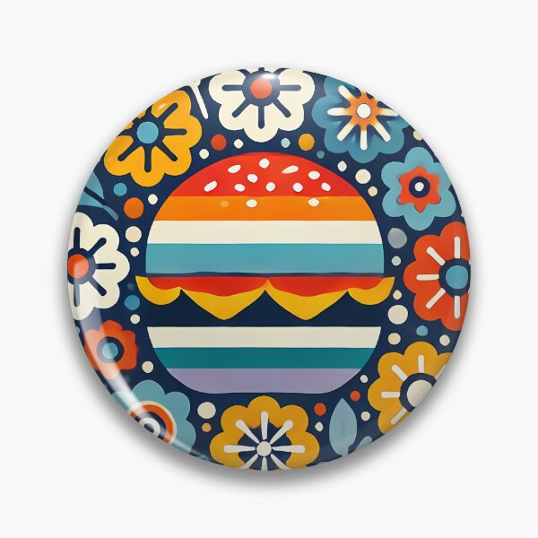 Item preview, Scandinavian Folk Art Vibrant Burger and Folk Flowers by heidiannemorris © designed and sold by FOLK ART FUSION by heidiannemorris.