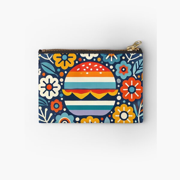 Item preview, Scandinavian Folk Art Vibrant Burger and Folk Flowers by heidiannemorris © designed and sold by FOLK ART FUSION by heidiannemorris.