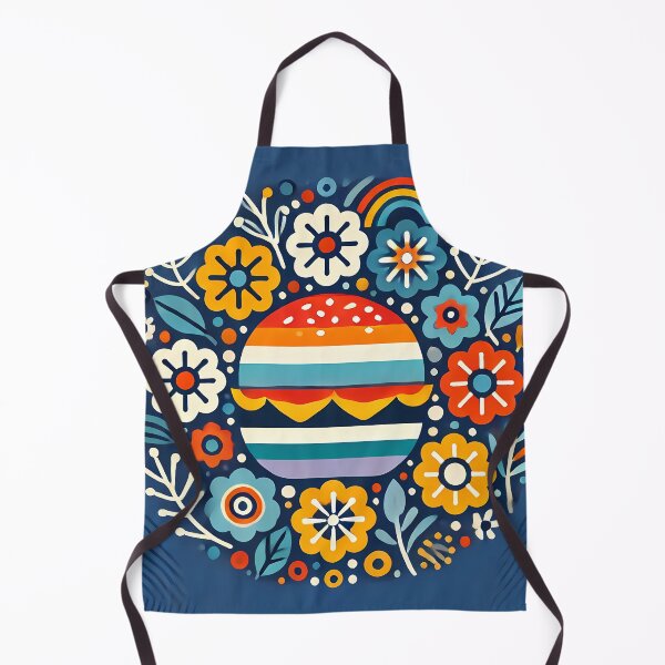 Item preview, Scandinavian Folk Art Vibrant Burger and Folk Flowers by heidiannemorris © designed and sold by FOLK ART FUSION by heidiannemorris.