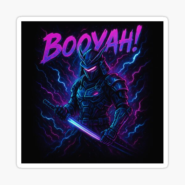 Item preview, Booyah Neon Samurai – Free Fire Inspired Cyberpunk Warrior designed and sold by hvnteam.