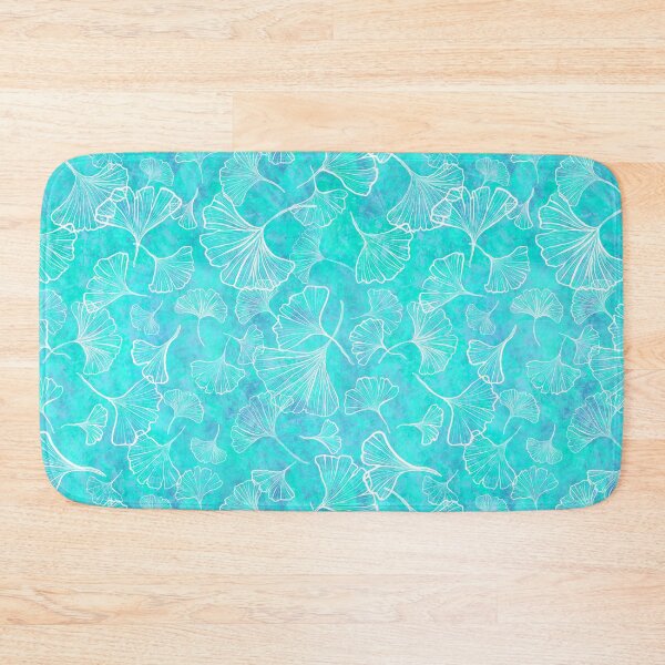 Item preview, Ginkgo-White on Turquoise designed and sold by lisanganart.