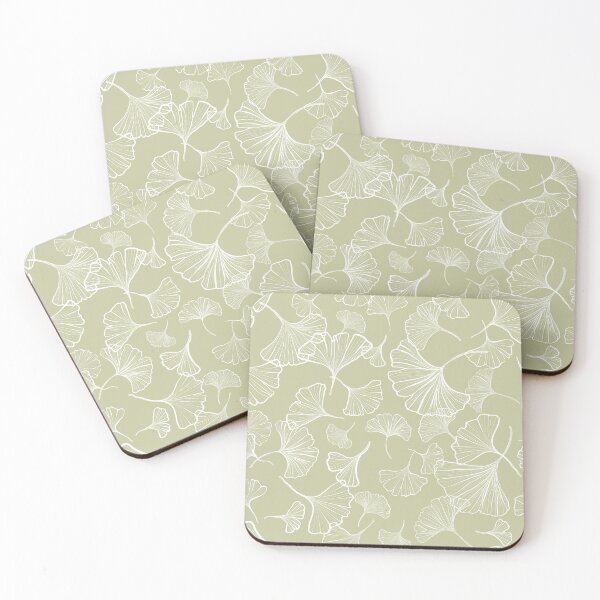 Item preview, Ginkgo-White on Olive designed and sold by lisanganart.