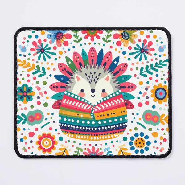 Artikelvorschau, Skandinavische Volkskunst Niedlicher Igel in farbenfroher Volksdecke von heidiannemorris © entworfen und verkauft von FOLK ART FUSION by heidiannemorris.