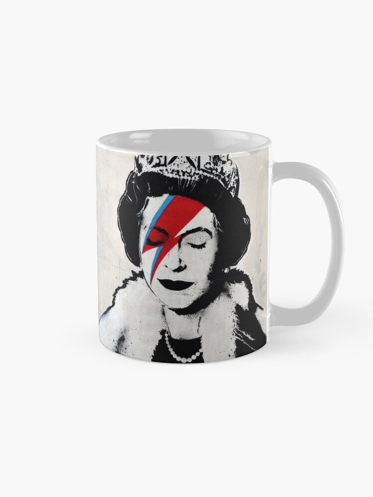 Alternate view of Banksy UK England Queen Elisabeth rockband face makeup original HD Coffee Mug