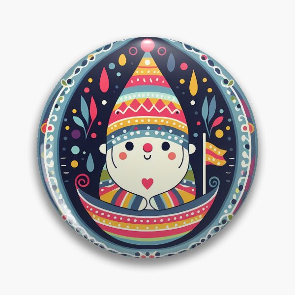 Item preview, Scandinavian Folk Art Cute Folk Gnome in Boat with Flowers by heidiannemorris © designed and sold by FOLK ART FUSION by heidiannemorris.