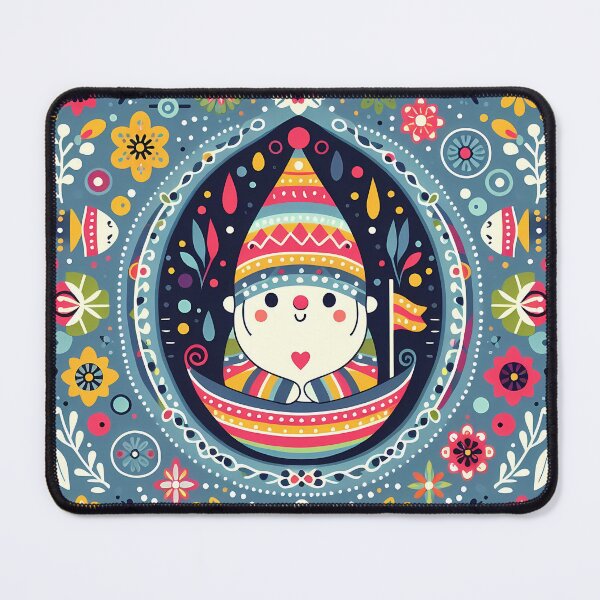 Item preview, Scandinavian Folk Art Cute Folk Gnome in Boat with Flowers by heidiannemorris © designed and sold by FOLK ART FUSION by heidiannemorris.