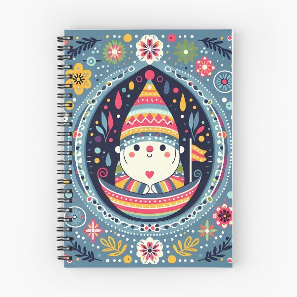 Item preview, Scandinavian Folk Art Cute Folk Gnome in Boat with Flowers by heidiannemorris © designed and sold by FOLK ART FUSION by heidiannemorris.