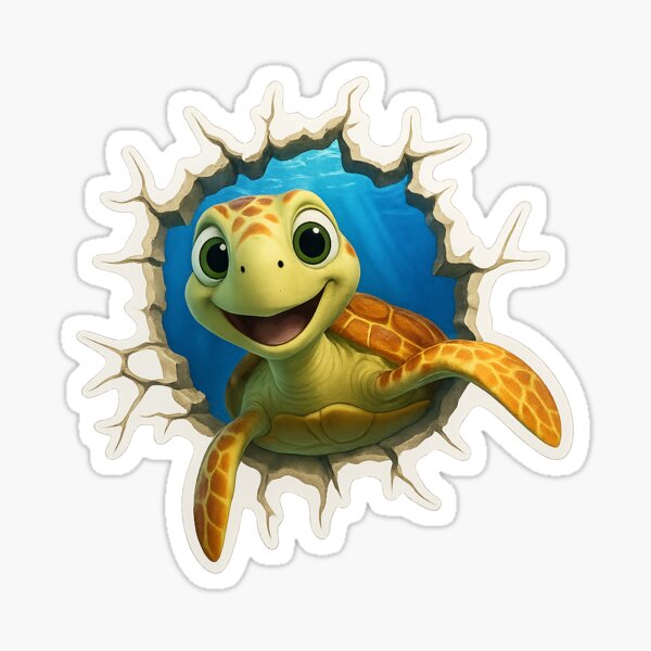 Item preview, Cute Sea Turtle Sticker – 3D designed and sold by PoppyMint.