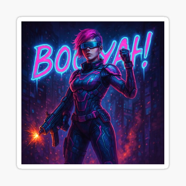 Item preview, Booyah Girl – Cyberpunk Victory Queen | Free Fire Fan Art designed and sold by hvnteam.