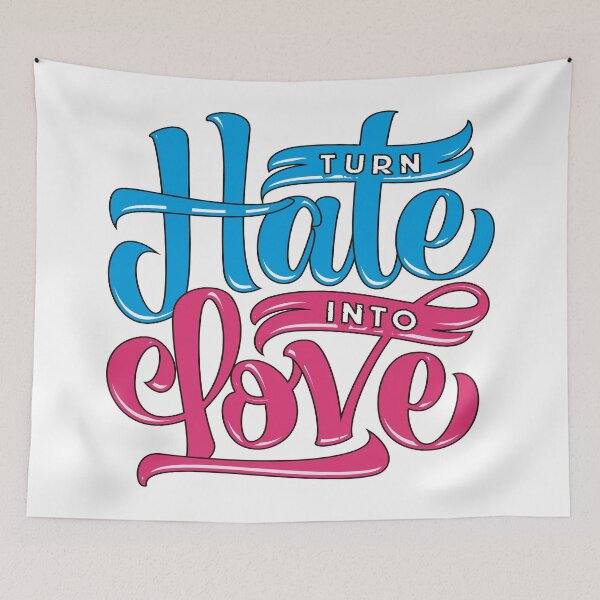 Item preview, Turn Hate Into Love Quote – Positive Vibes Typography for Spreading Kindness and Love designed and sold by StickerAndLove.