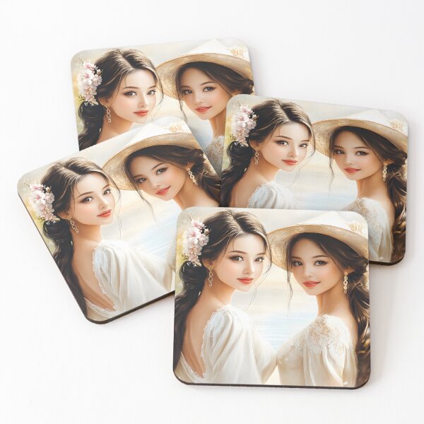 Item preview, Elegant ladies by water in serene, floral surroundings. designed and sold by Artessie.