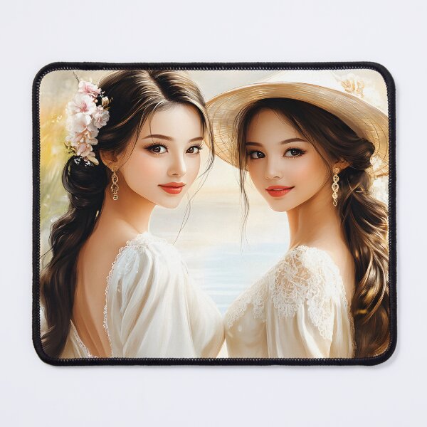 Item preview, Elegant ladies by water in serene, floral surroundings. designed and sold by Artessie.