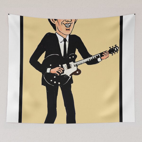 Item preview, Cartoon drawing of George Harrison singing Something in the way she moves designed and sold by Iasha.