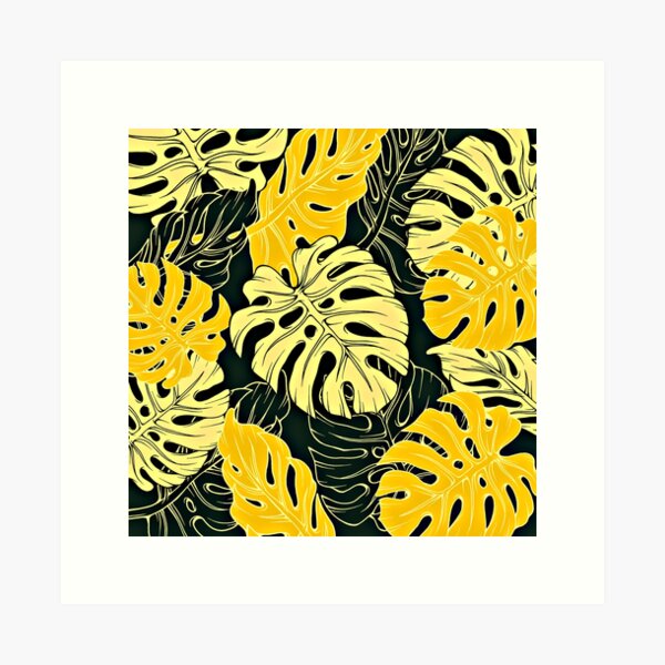 Item preview, Tropic Island Palm Leaves Lemon Yellow Hues Pattern designed and sold by DEC02.