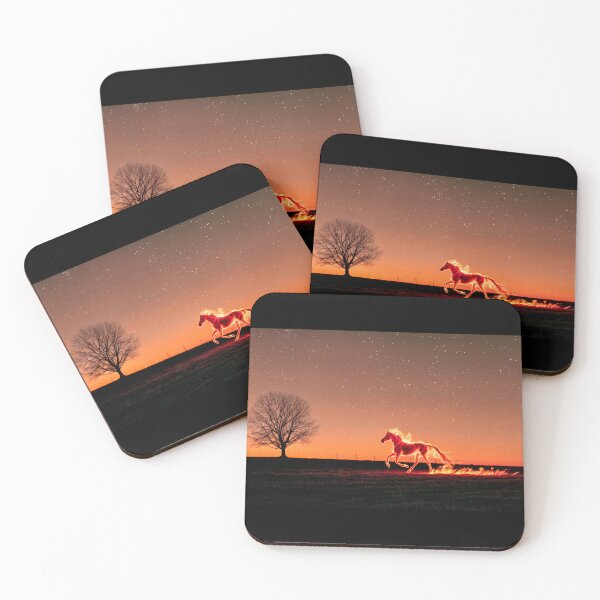 Item preview, A burning horse runs across a field at night designed and sold by EchoOfSilence.