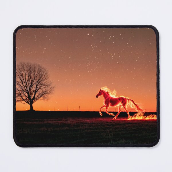 Item preview, A burning horse runs across a field at night designed and sold by EchoOfSilence.