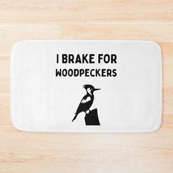 Item preview, Funny Bird Watching (I Brake For Woodpeckers) / Gift for Bird Lovers, Gift for Birdwatchers & Ornithologist - Black designed and sold by SabbaticalSteve.