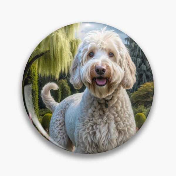 Artikelvorschau, Mimi White Labradoodle Hundeportrait entworfen und verkauft von Heart and Soul Studio.