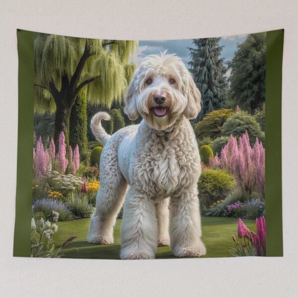 Artikelvorschau, Mimi White Labradoodle Hundeportrait entworfen und verkauft von Heart and Soul Studio.