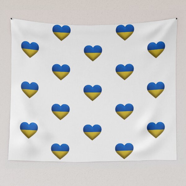 Item preview, Heart shaped Ukranian flag,showing support for Ukraine designed and sold by TBWCREATIONS.