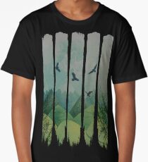 Eagles, Mountains, Grunge Landscape Long T-Shirt