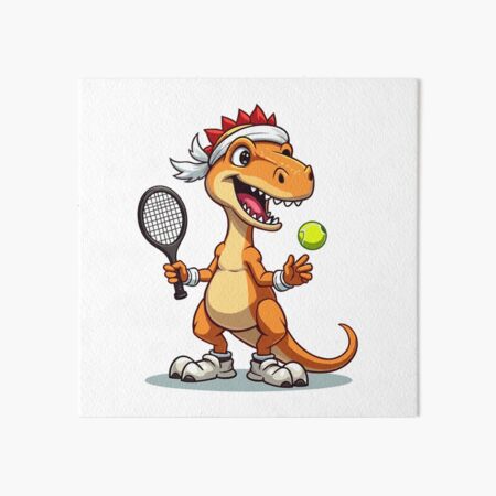 Vista previa del artículo con la obra «Dinosaurio tenista profesional | Dinosaurio atleta de dibujos animados divertidos», diseñado y vendido por NovaProArt.