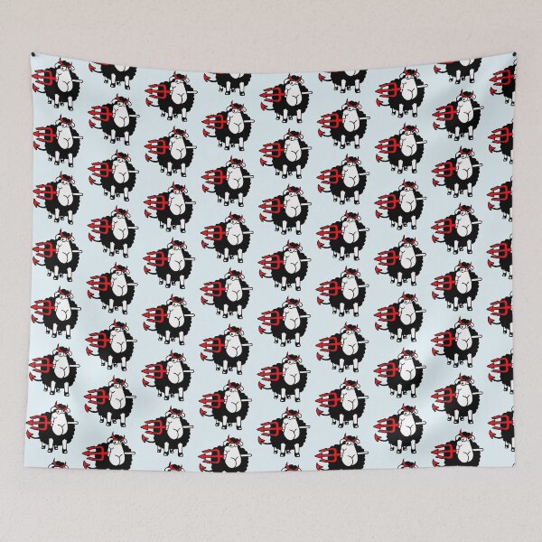 Item preview, Sheep Devil Satan Hell Evil Trident Horns Cool Fun designed and sold by shirt-o-mat.