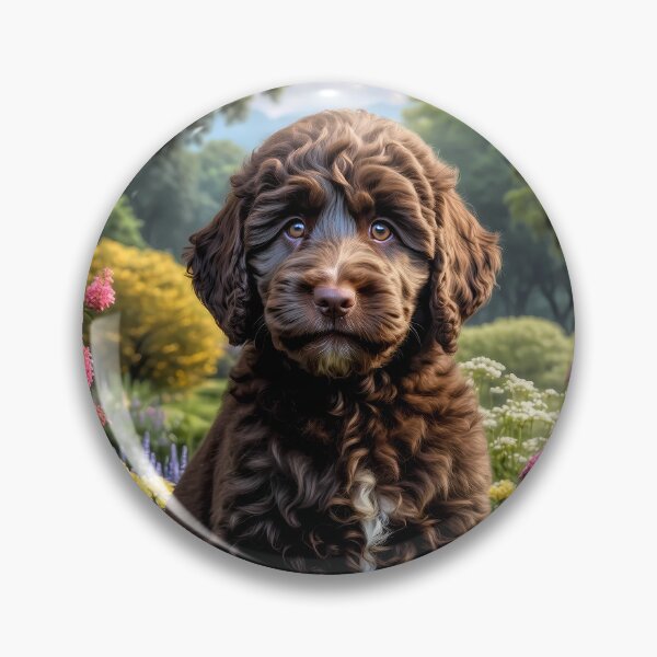 Artikelvorschau, Felix Chocolate Labradoodle Welpe Portrait Gemälde entworfen und verkauft von Heart and Soul Studio.