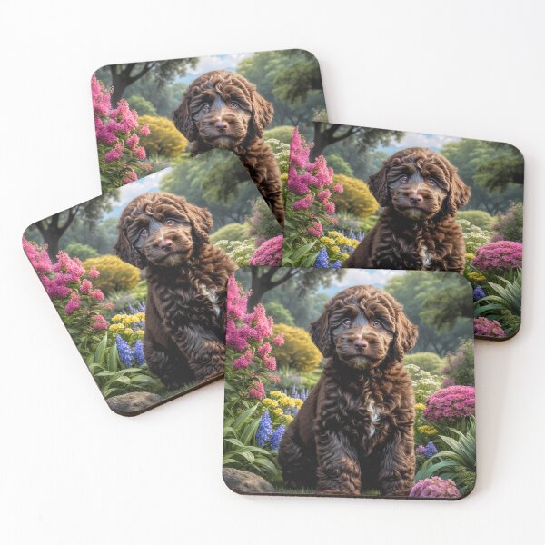 Item preview, Felix Chocolate Labradoodle Puppy Portrait Painting designed and sold by Heart and Soul Studio.
