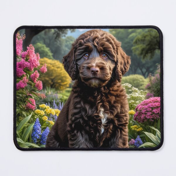 Item preview, Felix Chocolate Labradoodle Puppy Portrait Painting designed and sold by Heart and Soul Studio.