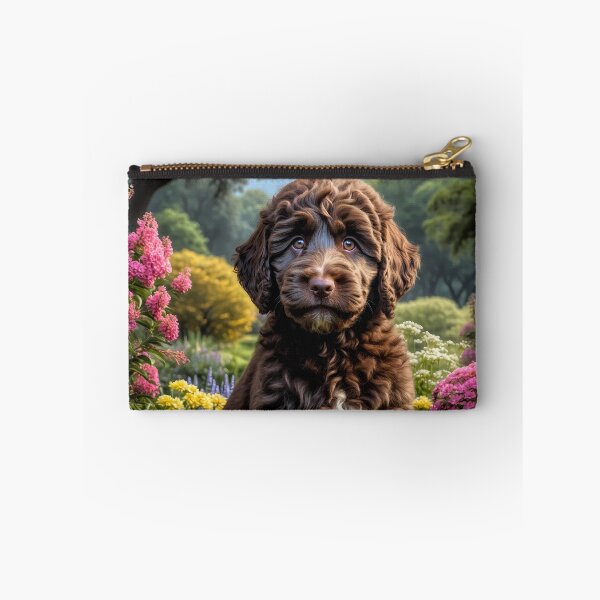 Artikelvorschau, Felix Chocolate Labradoodle Welpe Portrait Gemälde entworfen und verkauft von Heart and Soul Studio.