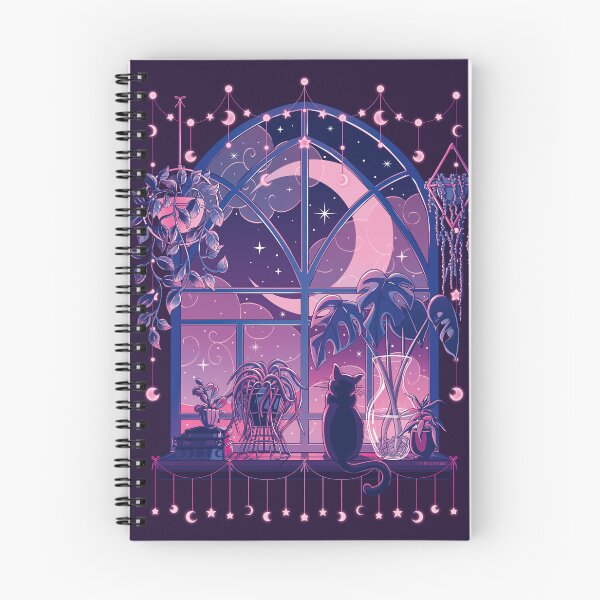 Item preview, Lo Fi Cozy Cat and Plant Moonlit Window Scene designed and sold by StudioFloraLuna.