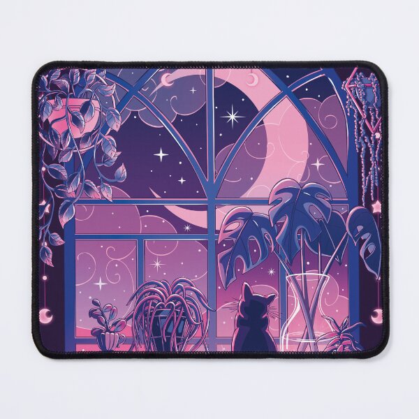 Item preview, Lo Fi Cozy Cat and Plant Moonlit Window Scene designed and sold by StudioFloraLuna.