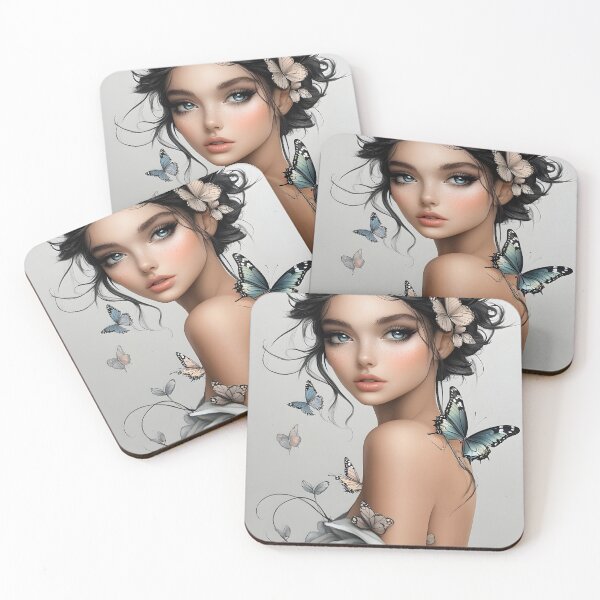 Item preview, Elegant Woman Surrounded by Butterflies in Art Style designed and sold by Artessie.