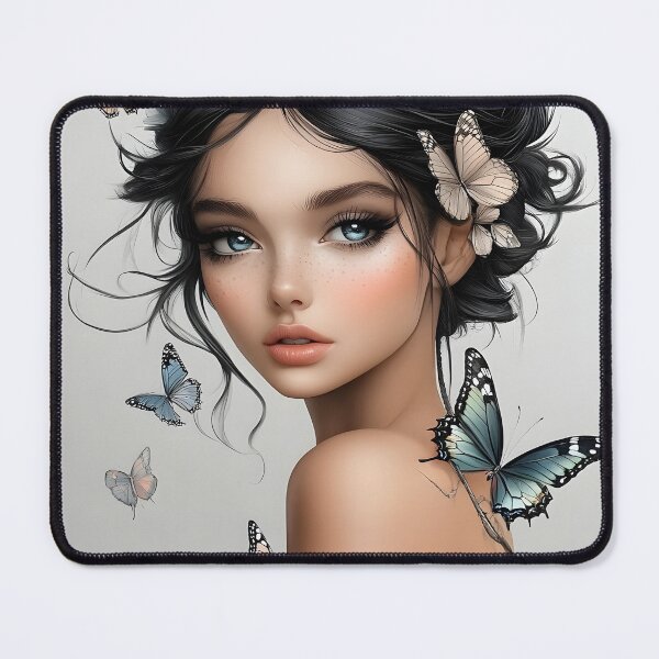 Item preview, Elegant Woman Surrounded by Butterflies in Art Style designed and sold by Artessie.