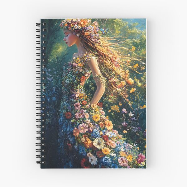 Item preview, Elegant lady adorned in vibrant floral dress outdoors designed and sold by Artessie.