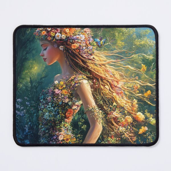 Item preview, Elegant lady adorned in vibrant floral dress outdoors designed and sold by Artessie.