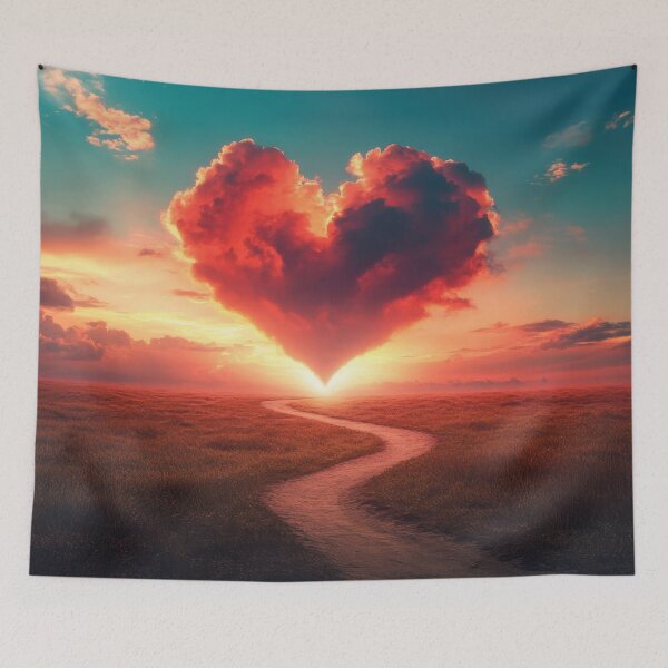Item preview, Heart clouds at sunset on a path designed and sold by anytka.